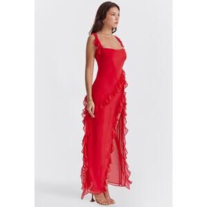 SMALL House Of CB Cherry Ruffle Maxi Dress
